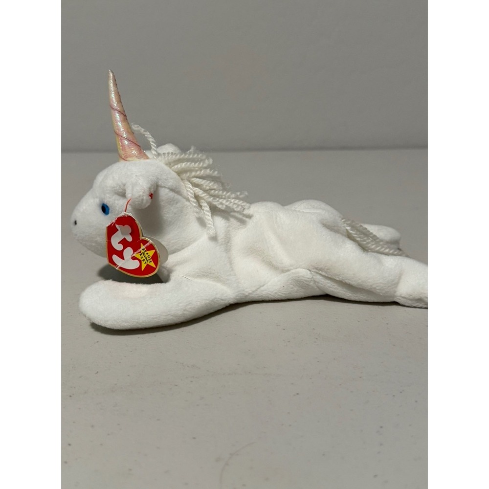 Ty Beanie Babies Mystic Unicorn White Iridescent Horn Vintage Plush Toy 1994‎
